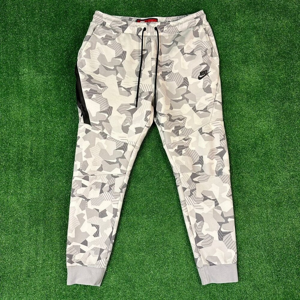 Nike Tech Fleece Pants Joggers Summit White Snow Camo Black Sweatpants Large